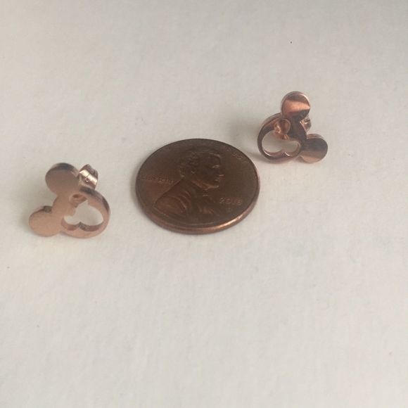 Rose Gold Mickey Mouse Earrings - Picture 5 of 6